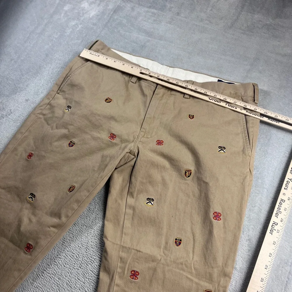 Polo Ralph Lauren Mens 38x30 Slim Fit Embroidered Crest Chino Pants Tan Khaki